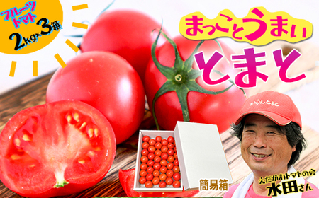 まっことうまい！水田さんのフルーツトマト【約２kg×3箱 / 簡易箱入】