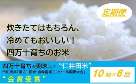 【令和2年産米】四万十育ちの美味しい仁井田米（香り米入り）10kg×6回 Sbmu-15