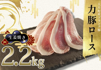 【高知県 大月町産ブランド豚】力豚ロース　生姜焼き用2.2kg