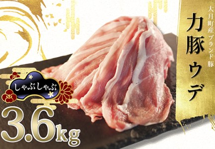 【高知県 大月町産ブランド豚】力豚　ウデ肉3.6kg