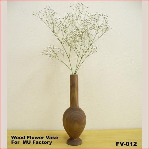 【ウォールナット材の木製フラワーベース ・ビン型（FV-012）】オイルフィニッシュ 一輪差し 花瓶 木製 小物 置物 MUKU屋 MUFactory
