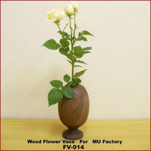 【ウォールナット材の木製フラワーベース・グラス型（FV-014）】オイルフィニッシュ 一輪差し 花瓶 木製 小物 置物 MUKU屋 MUFactory
