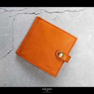 maf pinto (マフ ピント) 二つ折り財布 スナップボタン付き オレンジシュリンク レザー 本革 日本製
