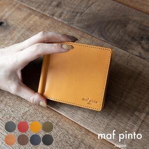 maf pinto (マフ ピント) マネークリップ 二つ折り財布 ネイビー 薄い カード収納 レザー 本革 日本製