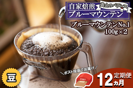 【12ヵ月定期便】自家焙煎 “コーヒーの王様” ブルーマウンテン（ストレート・豆）【ポスト投函】