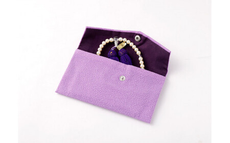 【念珠入れ(藤色)房(紫色)】 アコヤ 真珠念珠 数珠袋付き 女性用 国内加工 高品質 パール 法具
