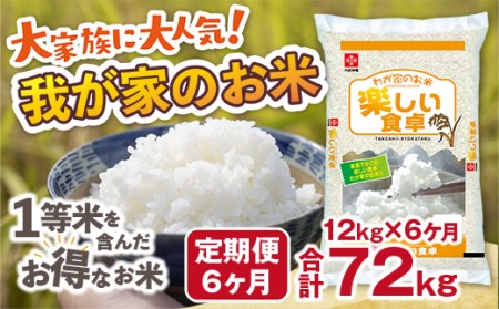 我が家のお米 定期便6ヶ月 12㎏×6ヶ月 ブレンド米 1等米含む お米 米 精米 ご家庭用　TY027