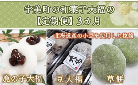 宇美町の和菓子大福の【定期便】3カ月 北海道産の小豆を使用した粒餡 BZ014