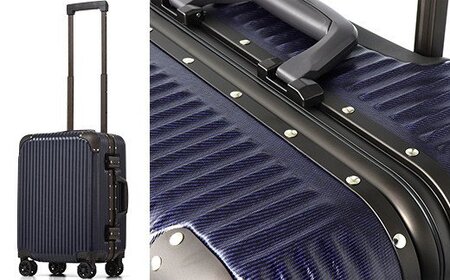 スーツケース [PROEVO] アルミフレーム ストッパー付き 機内持ち込み S (マット/ネイビー×デニム) [12001]　AY059