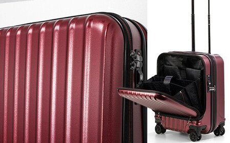 スーツケース [AVANT] フロントオープン 機内持ち込み対応 ストッパー付き S（エンボス/D.ワイン） [10013b]　AY197