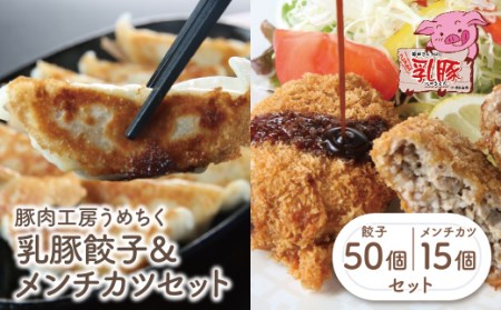 P04-10 乳豚 餃子50個＆メンチカツ15個セット 【UMET】 【fukuchi00】