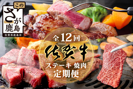 【定期便12回】佐賀牛 ステーキ・焼肉 定期便 サーロイン 焼肉 焼き肉 ステーキ V-47