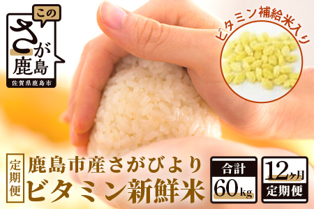  ビタミン新鮮米５kg１２か月定期便（鹿島市産さがびよりビタミン補給米入り） L-32