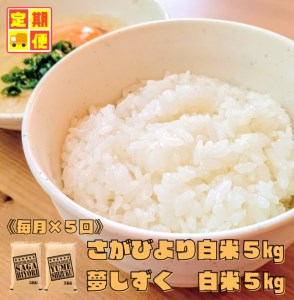 CI401_【白米食べ比べ！】さがびより５㎏夢しずく５㎏【５回定期便】