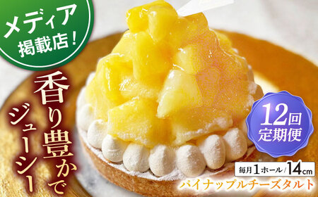 【全12回定期便】パイナップルチーズタルト1ホール(14cm)【心優　－Cotoyu Sweets－】[KAA535]