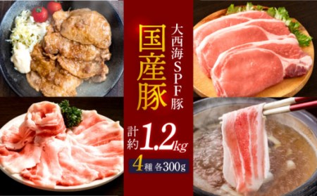【訳あり】【万能スライス】大西海SPF豚 国産豚 豚肉4種類 1.2kgセット 【大西海ファーム食肉加工センター】[CEK162]