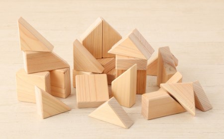 手作り つみ木 木箱セット（ヒノキ）1箱 (25ピース)  知育玩具