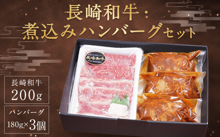 長崎和牛・煮込みハンバーグ セット モモ バラ 200g ハンバーグ 180g×3個 冷凍 牛肉 牛右衛門