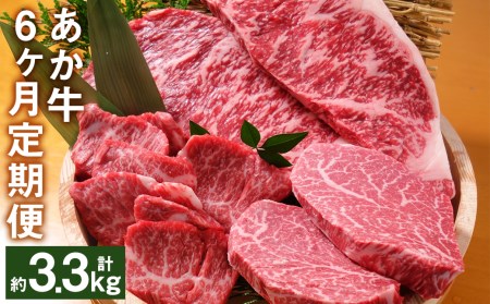 【定期便6ヶ月】熊本県産 あか牛 たっぷり堪能定期便 6品 計約3.3kg 国産 和牛 牛肉