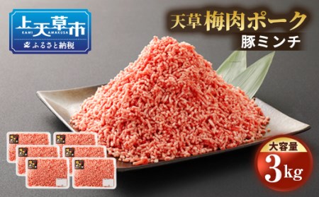熊本県産 天草梅肉ポーク 豚 ミンチ 大容量 3kg 冷凍