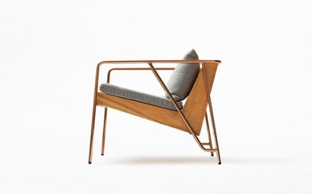 【FIL】ラウンジチェア MASS Series Lounge Chair -Natural Wood & Copper Frame-