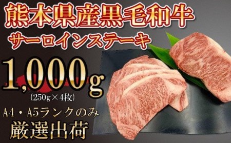 熊本県産 黒毛和牛サーロインステーキ 合計1kg(250g×4P) A4A5厳選