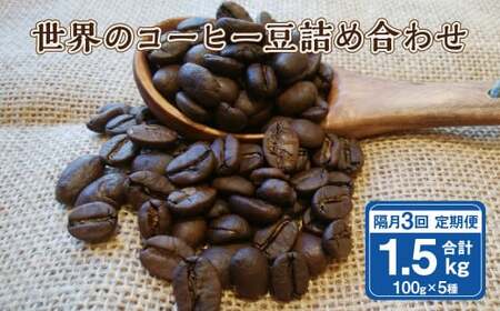 【隔月3回定期便】世界のコーヒー豆詰め合わせ 500g (100g×5種) コーヒー 珈琲 豆 セット