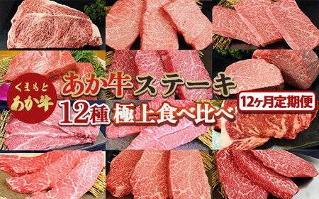 【12カ月定期便】あか牛ステーキ12種　極上食べ比べセット FKP9-520 