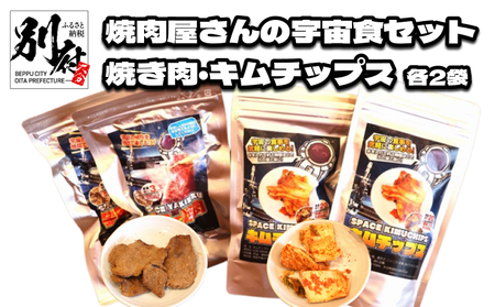 焼肉屋さんの宇宙食セット ＜焼き肉2袋・キムチップス2袋＞_B168-004