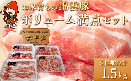 ボリューム満点 錦雲豚 ブランド肉 5種類 合計1.5kg セット ロース バラ肉 もも うで ミンチ ブランド豚 豚肉  九州産 大分県産 中津市