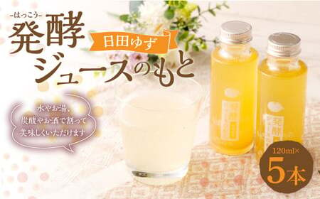 Ａ－２０３ 発酵 ジュース のもと 日田 ゆず 5本 セット 柚子 ユズ シロップ 乳酸菌 120ml×5本 600ml