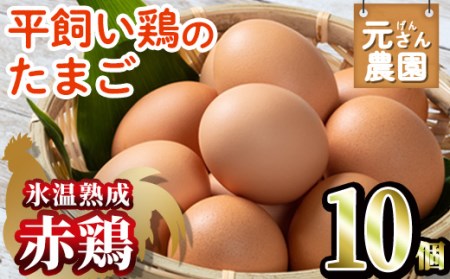 元さん農園【氷温熟成】養鶏場直送　平飼い赤鶏のたまご（黄嬉）10個