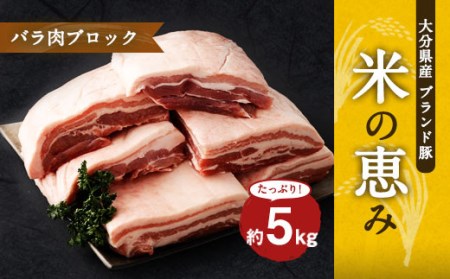 大分県産ブランド豚「米の恵み」バラ肉ブロック 5.0kg (2.5kg×2) 豚バラ 豚肉