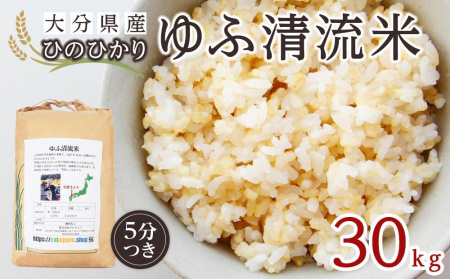 大分県産ひのひかり「ゆふ清流米」【5分つき】30kg