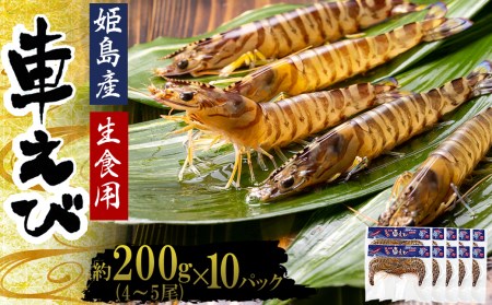 生食用凍眠凍結姫島車えび(養殖)約200ｇ(4尾～5尾)×10パック