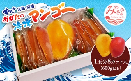 数量限定 おがたのマンゴー 宮崎完熟冷凍マンゴー 1玉分 (600g以上) 贈答品 小分けパック のし対応可