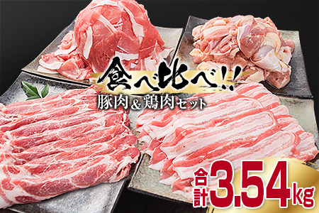 数量限定 豚肉 3種 鶏肉 1種 セット 合計3.54kg 肉 豚 鶏 国産 しゃぶしゃぶ 焼肉 食べ比べ 送料無料_CA27-23