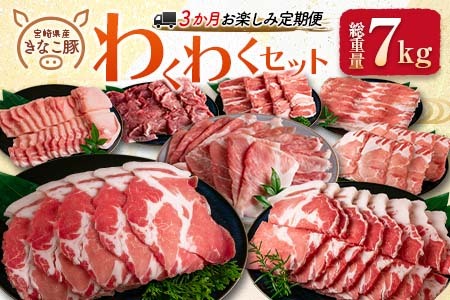 ≪3か月お楽しみ定期便≫きなこ豚4種類わくわくセット(総重量7kg)　肉　豚　豚肉　国産　宮崎県産 GG6-23
