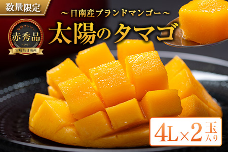 数量限定 完熟マンゴー 太陽のタマゴ 赤秀品 4L×2玉 フルーツ 果物 人気 国産 食品 デザート 完熟 マンゴー 産地直送 送料無料_HA2-23