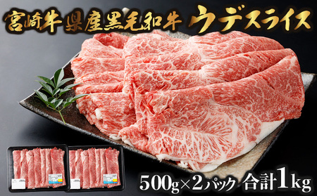 KU517 宮崎県産黒毛和牛ウデ焼きしゃぶ500g×2パック　合計1kg