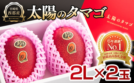 【糖度15度以上】最高級ブランド『太陽のタマゴ』2Lサイズ2個　宮崎県西都市産完熟マンゴー【先行予約】＜2-94＞