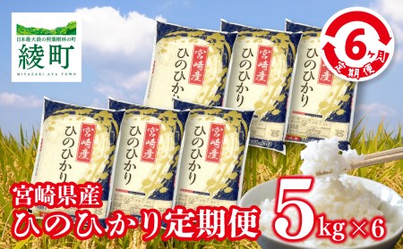 【6か月定期便】宮崎県産米「ひのひかり」5kg×6か月（04-47）
