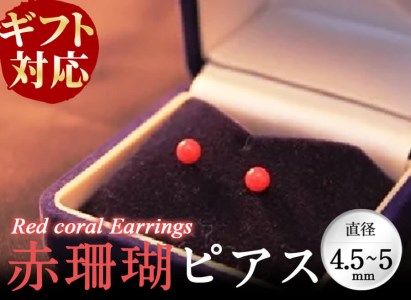 b5-074 【ギフト対応】赤珊瑚ピアス