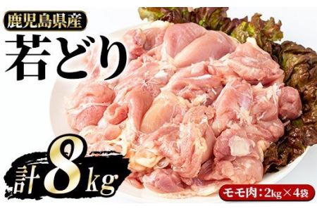 若どりモモ肉(計8kg・2kg×4袋)【まつぼっくり】matu-6094
