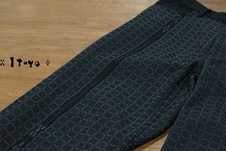 AZ-62 みんさー織 総手織りパンツ（楕円ヒチガーラ  ブラック）Mサイズ