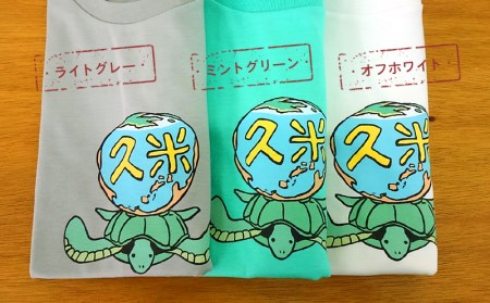 久米島の亀ロゴマークＴシャツ：レディース・L（G-L）