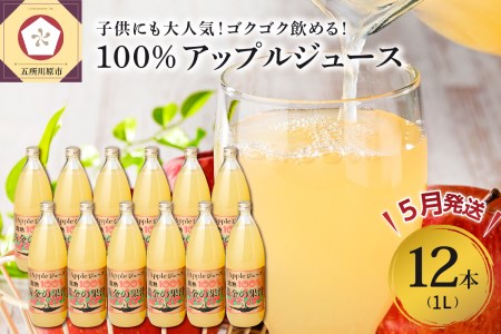 【2024年5月発送】リンゴジュース 青森県産完熟100％ 1L×12本(6本×2箱)
