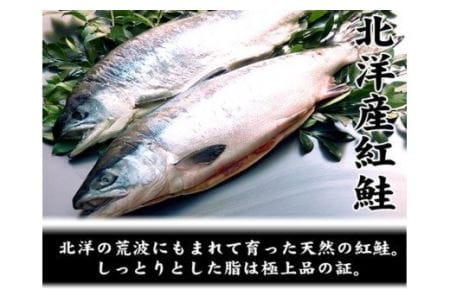 函館朝市　弥生水産　北洋産紅鮭　切り身　１尾　（２．４ｋｇ前後）_HD032-017
