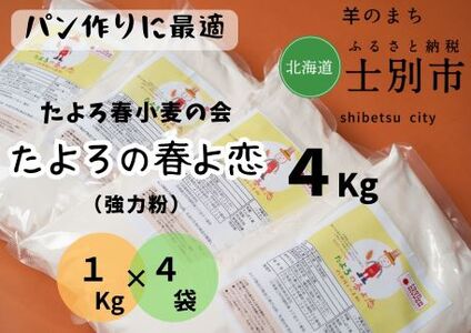 【北海道士別市】たよろの春よ恋（強力粉）　1Kg ×4袋