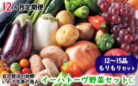 【定期便12ヶ月コース】 イーハトーヴ野菜C  もりもりセット  12～15品  詰め合わせ 【1210】